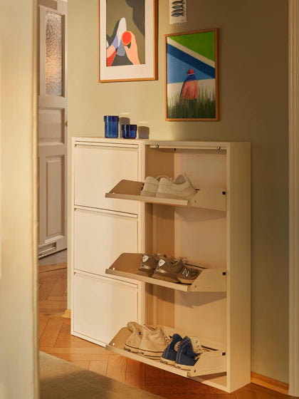 Set da 2 – 1 acquistato = 2 ricevuti Mobile porta scarpe da parete pieghevole Caruso – Bianco